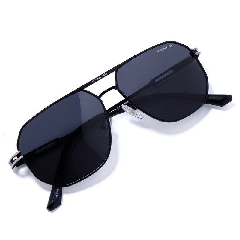 Sion Grey Medium Full Rim Haxagonal Sunglasses for Men & Women — Hashtag Eyewears