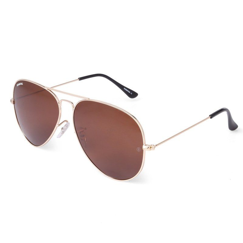 Skyra Golden Brown Medium Full Rim Aviator Sunglasses for Men & Women — Hashtag Eyewears