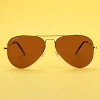 Skyra Golden Brown Medium Full Rim Aviator Sunglasses for Men & Women — Hashtag Eyewears