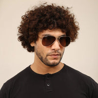 Skyra Golden Brown Medium Full Rim Aviator Sunglasses for Men & Women — Hashtag Eyewears