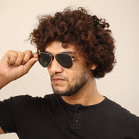 Skyra Golden Green Medium Full Rim Aviator Sunglasses for Men & Women — Hashtag Eyewears
