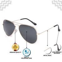 Skyra Golden Green Medium Full Rim Aviator Sunglasses for Men & Women — Hashtag Eyewears