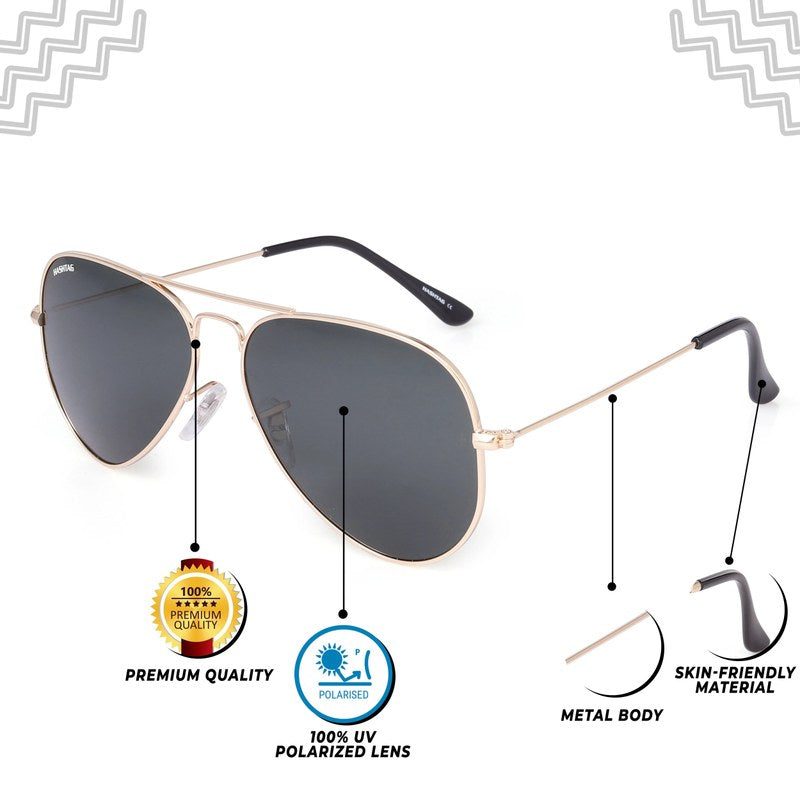 Skyra Golden Green Medium Full Rim Aviator Sunglasses for Men & Women — Hashtag Eyewears