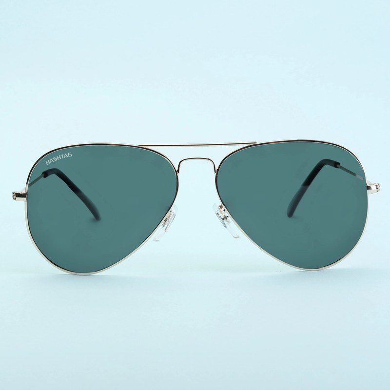 Skyra Golden Green Medium Full Rim Aviator Sunglasses for Men & Women — Hashtag Eyewears