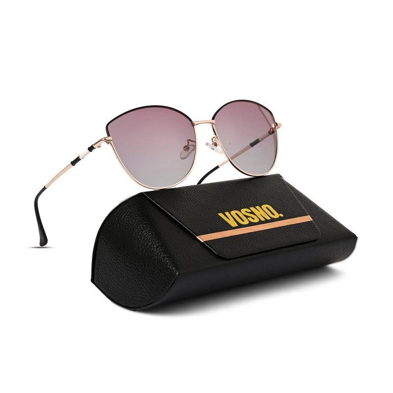 Solara Golden / Black Extra-Large Full Rim Cat-Eye Sunglasses for Women HASHTAG X VOSNO — Hashtag Eyewears