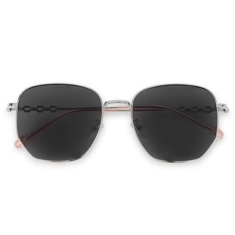 Solarion | Silver Large Full Rim Square Sunglasses for Men & Women [Polarized]
