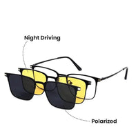 Solstice Black Medium Full Rim Rectangle Clip-on for Men & Women — Hashtag Eyewears