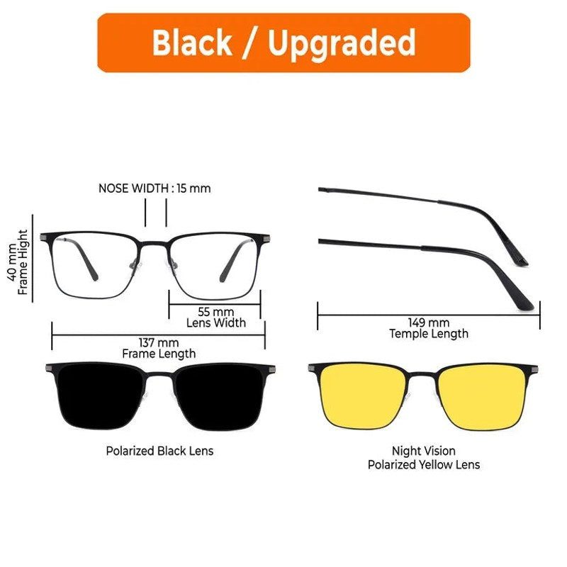 Solstice | Black Medium Full Rim Rectangle Clip-on for Men & Women [Clip-on]
