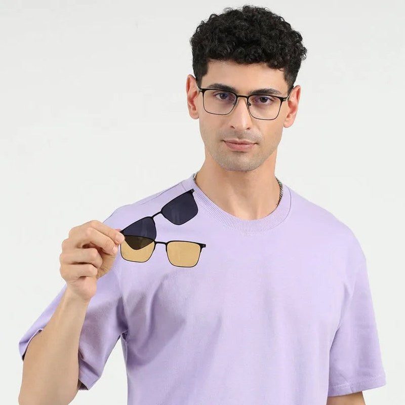 Solstice | Black Medium Full Rim Rectangle Clip-on for Men & Women [Clip-on]