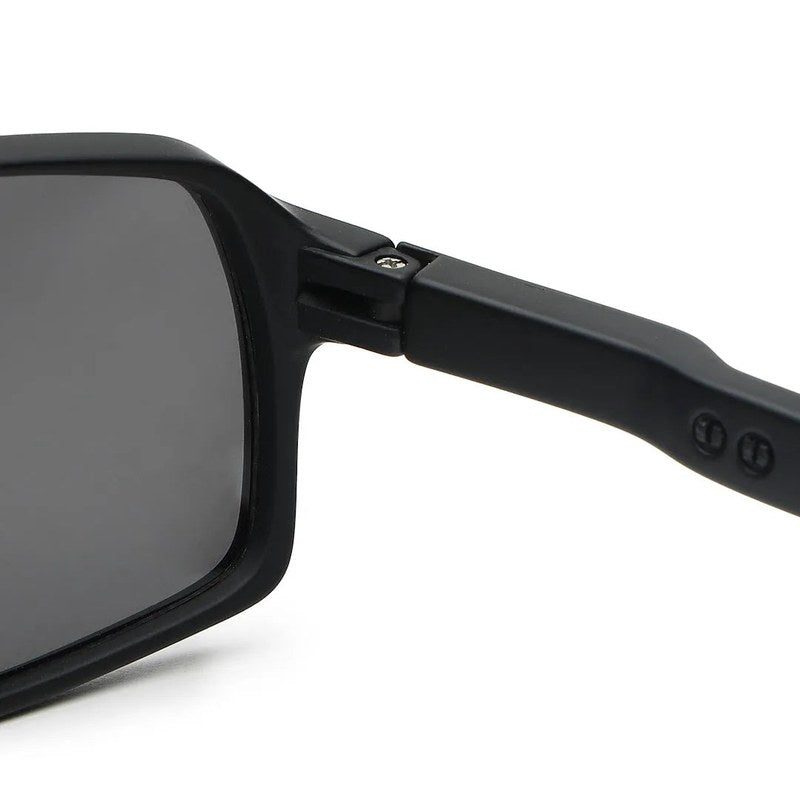 Sparks | Black Large Full Rim Rectangle Sports Sunglasses for Men & Women [Polarized]