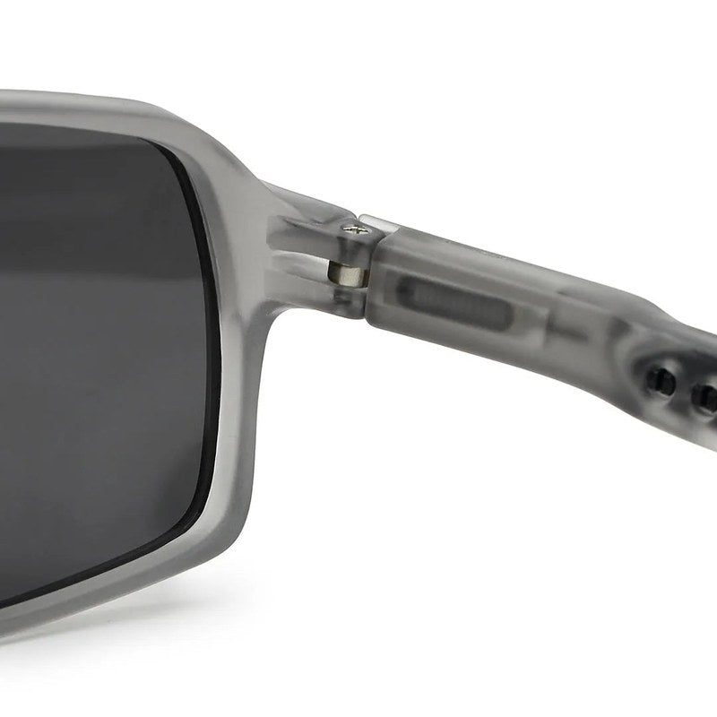Sparks | Grey Large Full Rim Rectangle Sports Sunglasses for Men & Women Temple Tip Color Black [Polarized]