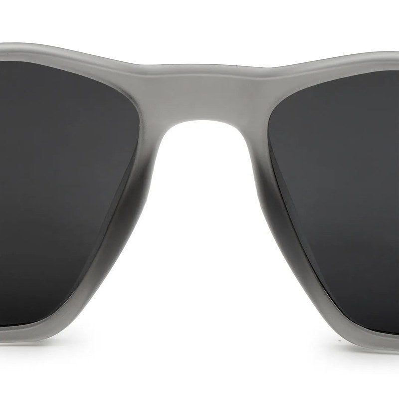 Sparks | Grey Large Full Rim Rectangle Sports Sunglasses for Men & Women Temple Tip Color Black [Polarized]
