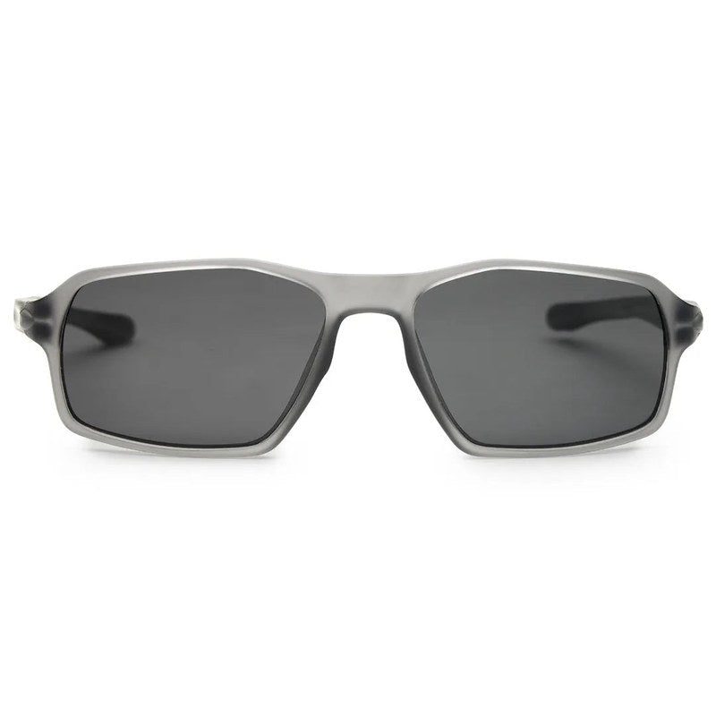 Sparks | Grey Large Full Rim Rectangle Sports Sunglasses for Men & Women Temple Tip Color Black [Polarized]