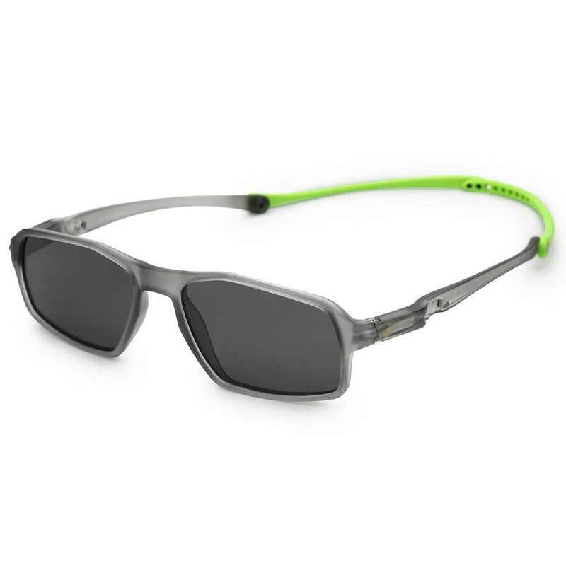 Sparks Grey Large Full Rim Rectangle Sports Sunglasses for Men & Women Temple Tip Color Green — Hashtag Eyewears
