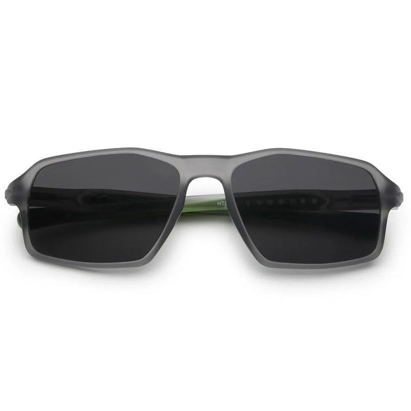 Sparks Grey Large Full Rim Rectangle Sports Sunglasses for Men & Women Temple Tip Color Green — Hashtag Eyewears