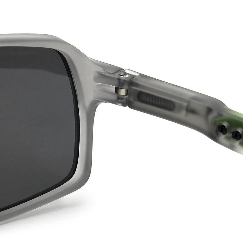 Sparks Grey Large Full Rim Rectangle Sports Sunglasses for Men & Women Temple Tip Color Green — Hashtag Eyewears