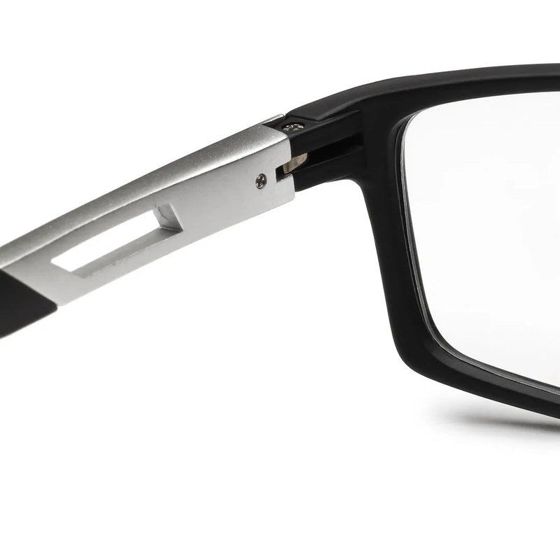 Sporty Matte Black Medium Full Rim Square Eyeglasses for Men & Women — Hashtag Eyewears
