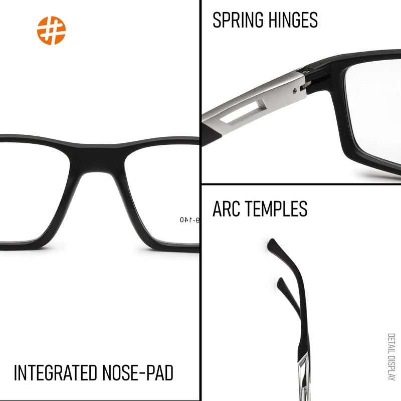 Sporty Matte Black Medium Full Rim Square Eyeglasses for Men & Women — Hashtag Eyewears