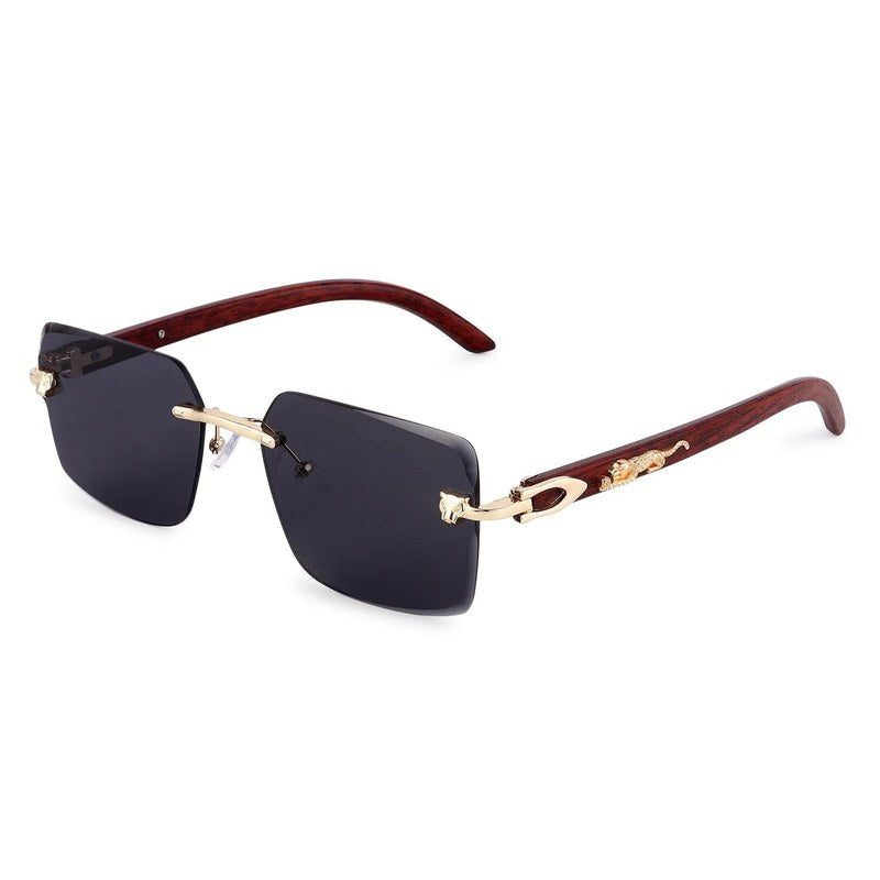 Starlight Black Medium Rim Less Rectangle Sunglasses for Men & Women — Hashtag Eyewears