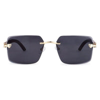 Starlight Black Medium Rim Less Rectangle Sunglasses for Men & Women — Hashtag Eyewears