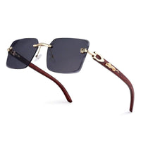 Starlight Black Medium Rim Less Rectangle Sunglasses for Men & Women — Hashtag Eyewears