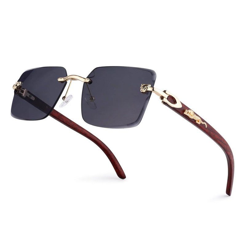 Starlight Black Medium Rim Less Rectangle Sunglasses for Men & Women — Hashtag Eyewears