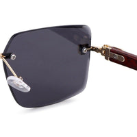 Starlight Black Medium Rim Less Rectangle Sunglasses for Men & Women — Hashtag Eyewears