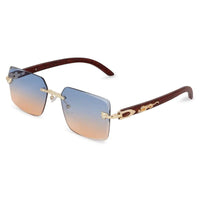 Starlight Gradient Blue & Brown Medium Rim Less Rectangle Sunglasses for Men & Women — Hashtag Eyewears
