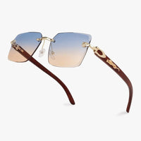 Starlight Gradient Blue & Brown Medium Rim Less Rectangle Sunglasses for Men & Women — Hashtag Eyewears