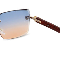 Starlight Gradient Blue & Brown Medium Rim Less Rectangle Sunglasses for Men & Women — Hashtag Eyewears