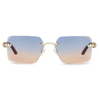 Starlight Gradient Blue & Brown Medium Rim Less Rectangle Sunglasses for Men & Women — Hashtag Eyewears