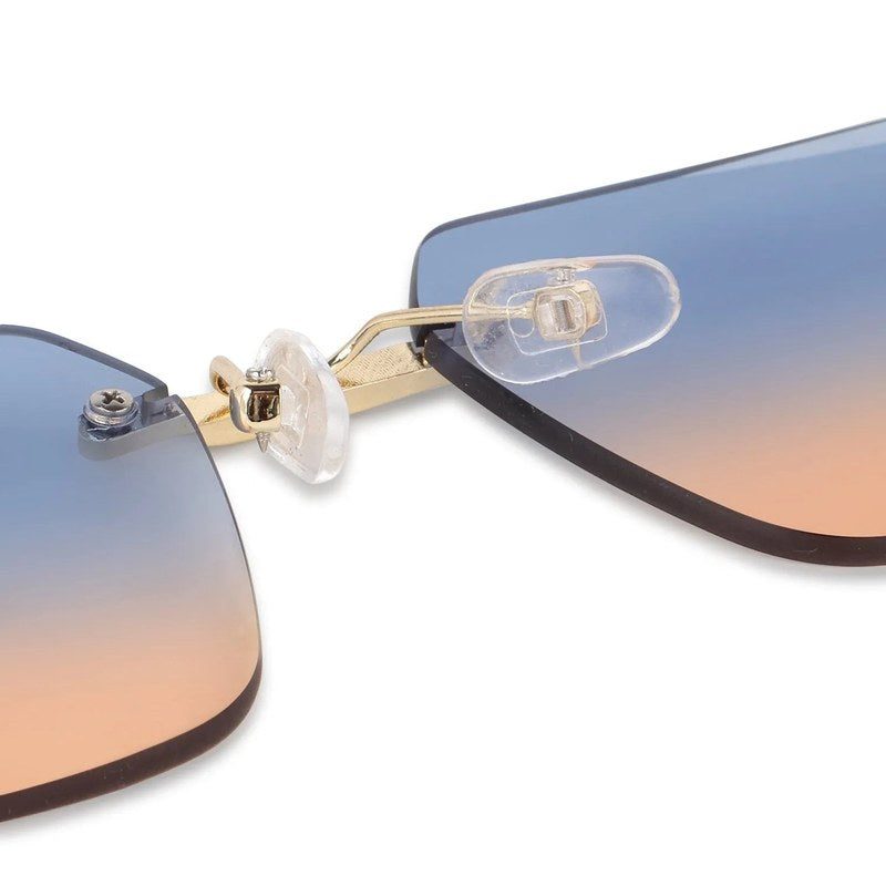 Starlight Gradient Blue & Brown Medium Rim Less Rectangle Sunglasses for Men & Women — Hashtag Eyewears