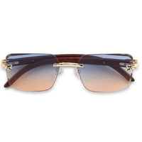 Starlight Gradient Blue & Brown Medium Rim Less Rectangle Sunglasses for Men & Women — Hashtag Eyewears
