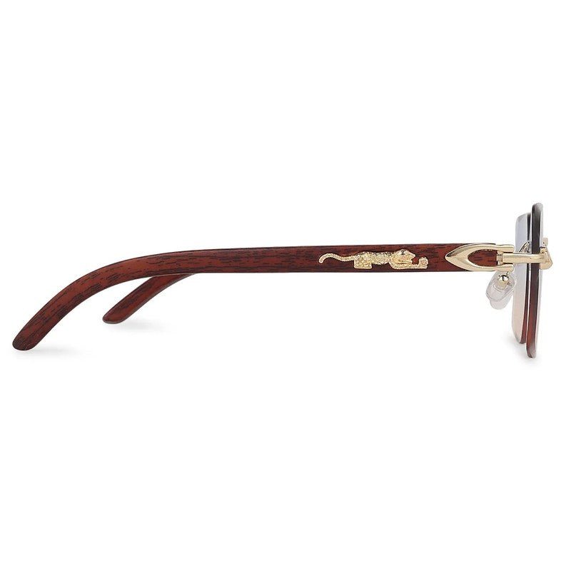 Starlight Gradient Blue & Brown Medium Rim Less Rectangle Sunglasses for Men & Women — Hashtag Eyewears