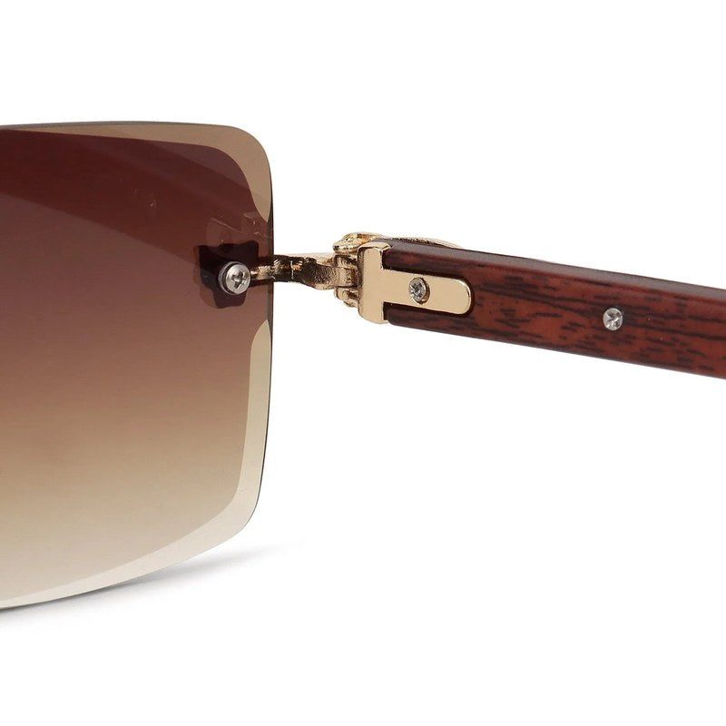 Starlight Gradient Brown Medium Rim Less Rectangle Sunglasses for Men & Women — Hashtag Eyewears