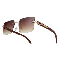 Starlight Gradient Brown Medium Rim Less Rectangle Sunglasses for Men & Women — Hashtag Eyewears
