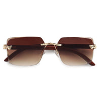 Starlight Gradient Brown Medium Rim Less Rectangle Sunglasses for Men & Women — Hashtag Eyewears