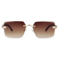 Starlight Gradient Brown Medium Rim Less Rectangle Sunglasses for Men & Women — Hashtag Eyewears