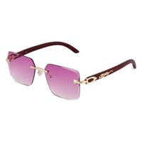 Starlight Gradient Pink Medium Rim Less Rectangle Sunglasses for Men & Women — Hashtag Eyewears