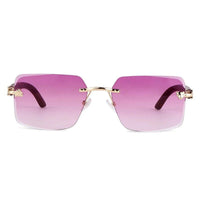 Starlight Gradient Pink Medium Rim Less Rectangle Sunglasses for Men & Women — Hashtag Eyewears