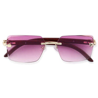 Starlight Gradient Pink Medium Rim Less Rectangle Sunglasses for Men & Women — Hashtag Eyewears