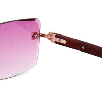 Starlight Gradient Pink Medium Rim Less Rectangle Sunglasses for Men & Women — Hashtag Eyewears