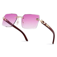 Starlight Gradient Pink Medium Rim Less Rectangle Sunglasses for Men & Women — Hashtag Eyewears