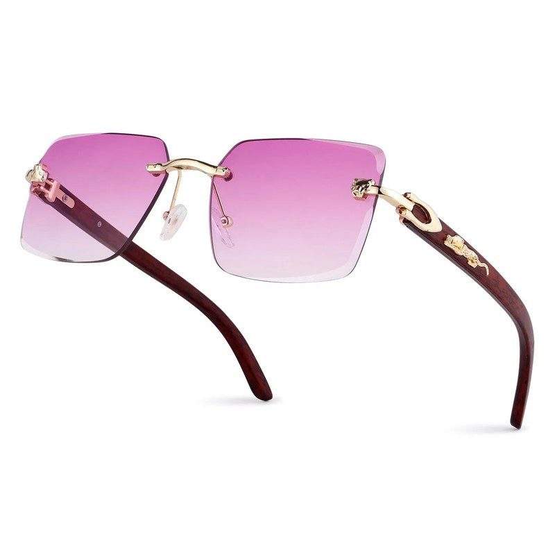 Starlight Gradient Pink Medium Rim Less Rectangle Sunglasses for Men & Women — Hashtag Eyewears
