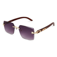 Starlight Gradient Purple Medium Rim Less Rectangle Sunglasses for Men & Women — Hashtag Eyewears