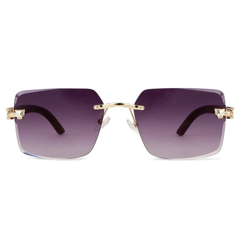 Starlight Gradient Purple Medium Rim Less Rectangle Sunglasses for Men & Women — Hashtag Eyewears