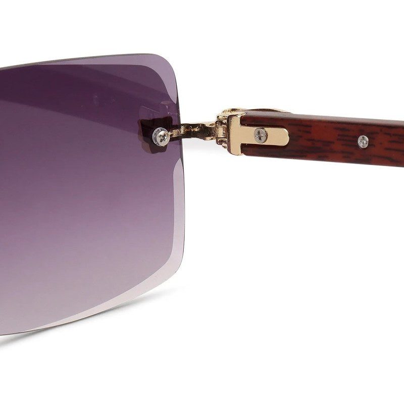 Starlight Gradient Purple Medium Rim Less Rectangle Sunglasses for Men & Women — Hashtag Eyewears