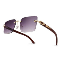 Starlight Gradient Purple Medium Rim Less Rectangle Sunglasses for Men & Women — Hashtag Eyewears