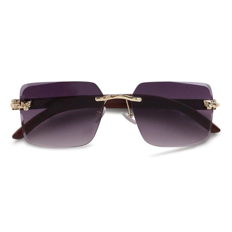 Starlight Gradient Purple Medium Rim Less Rectangle Sunglasses for Men & Women — Hashtag Eyewears