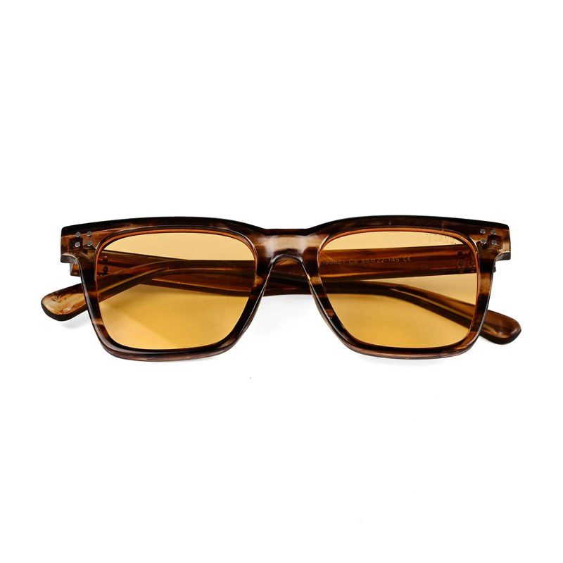 Stelor | Transparent Brown Medium Full Rim Square Sunglasses for Men & Women [UV-protected] HASHTAG X VOSNO